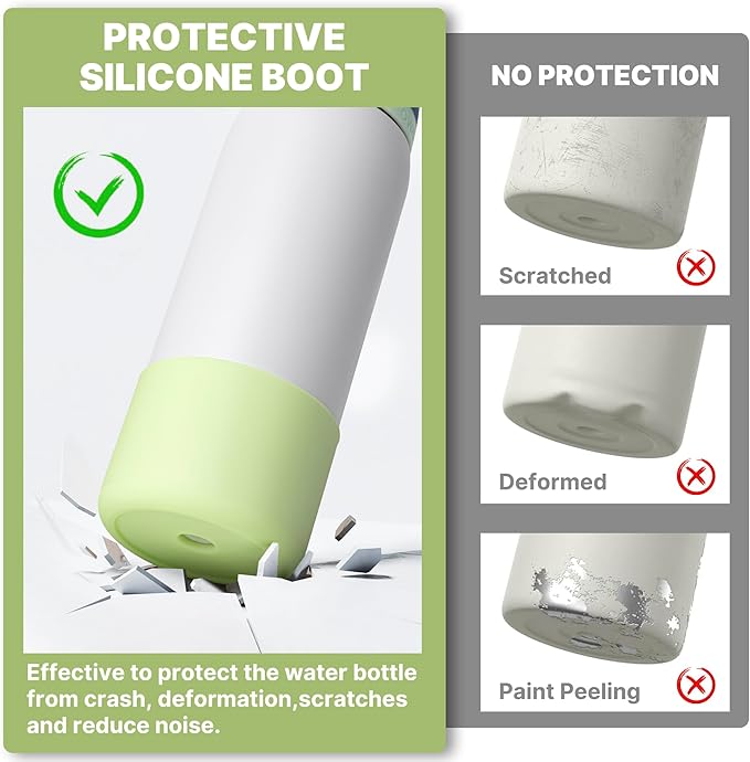 Silicone Boot for Owala 32 oz Water Bottle, Anti-Slip Protective Sleeve, Boot Bottom Base (Green)