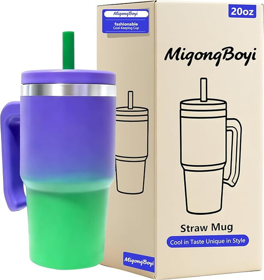 2PCS 20-OZ Insulated Water Bottle,Insulated Stainless Steel Tumbler,Reusable Cold Drink Thermos,BPA-Free, Double-Wall Stainless Steel Water Bottle (Purple Green Gradients, 20, Fluid Ounces)