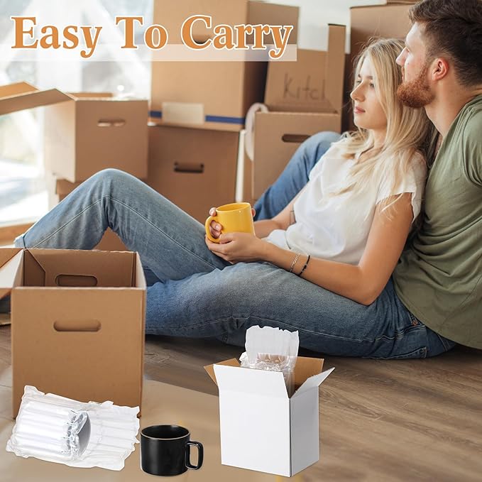 48 Sets 6x4x6 Inches Mug Boxes for Gift, Small Shipping Cardboard Box with Bubble Pouch for 15oz Sublimation Coffee Mug Packaging Gift Box for Wrapping Shipping Storing Fragile Item (White)