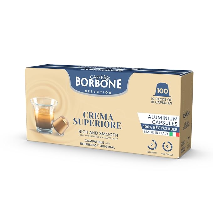 Caffè Borbone Crema Superiore Aluminum Capsules Compatible with Nespresso Original Machines, Medium Roast, 50 Count