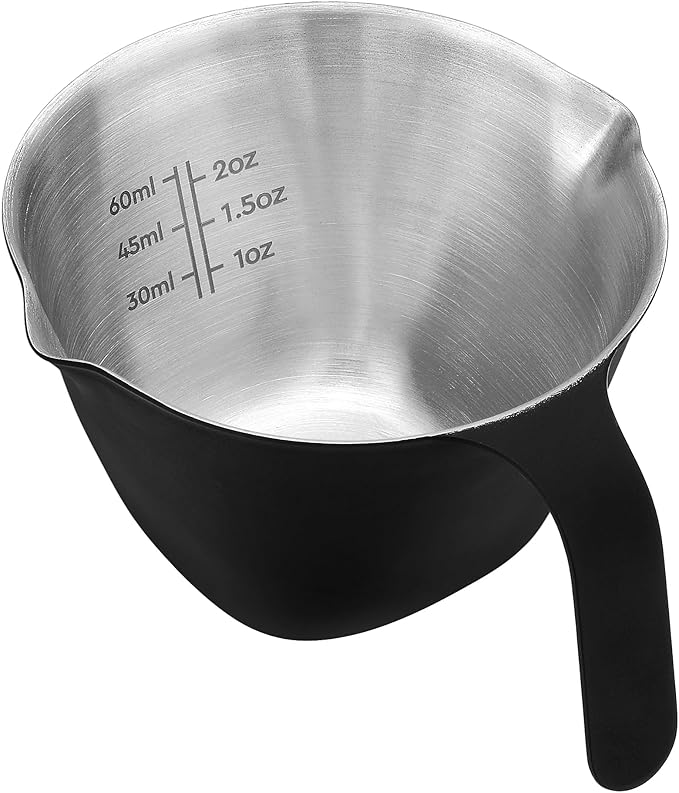 Normcore Espresso Measuring Cup, Espresso Shot Cups with Handle, Espresso Pouring Cup with Double Spout for Barista Tool Accessories, 1mm Thick, 304 Stainless Steel, Matte Black