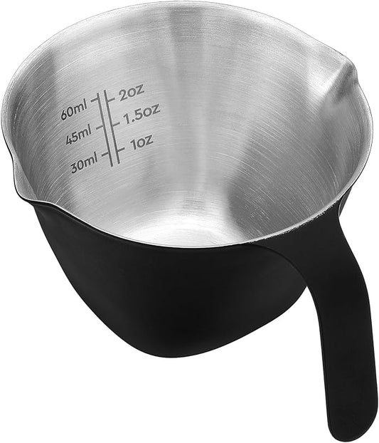 Normcore Espresso Measuring Cup, Espresso Shot Cups with Handle, Espresso Pouring Cup with Double Spout for Barista Tool Accessories, 1mm Thick, 304 Stainless Steel, Matte Black