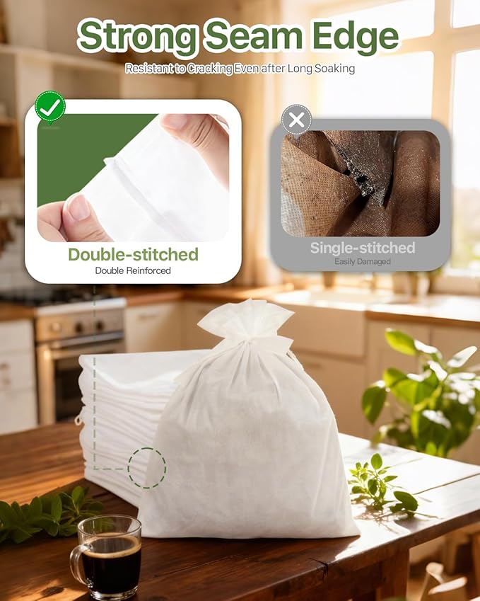 Grasseed Cold Brew Filter Bags for Toddy Commercial Coffee Makers, Commercial Cold Brew Bag with Straps Fits 5 Gallon System, 20" x 20", 100Pack