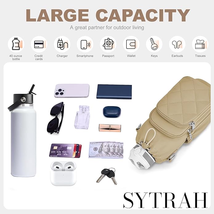 Water Bottle Bag Crossbody，Insulated Water Bottle Purse Crossbody Water Bottle Holder with Strap 40 oz