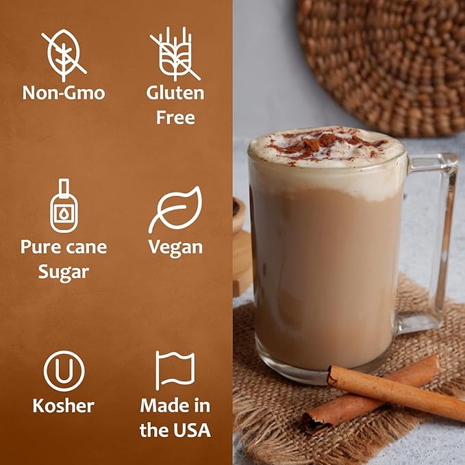 Syruvia Coffee Syrup, Cinnamon Dolce Flavored Syrup for Drinks, Lattes, and Desserts – 25.4 fl oz, With Pump