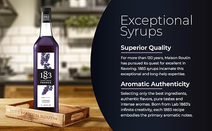 1883 Maison Routin Syrup for Drinks, Made in France, (33.8 Fl Oz, Lavender-)