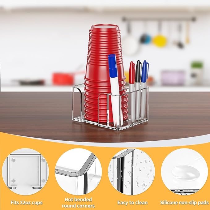 Coffee Cup Holder for Countertop - Clear Acrylic Coffee Bar Accessories Cup Organizer Station Organizer Farmhouse Table Décor