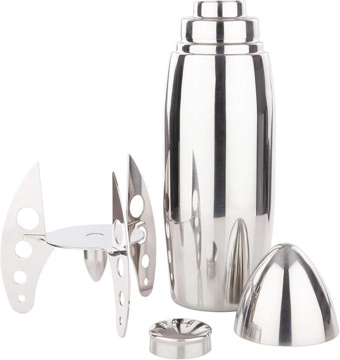 Viski Rocket Cocktail Shaker with Strainer Bar Set for Cold Brew Cocktails, Margarita, Espresso Martini, Stainless Steel Martini Shaker, Home Bar Accessories, Bartending Tools, Bartender Gifts, 24oz