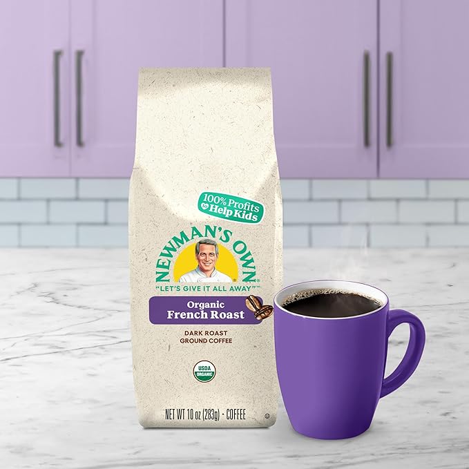 Newman's Own Organics Newman's French Roast, Ground Coffee, Fair Trade Certified, Dark Roast, Bagged 10oz
