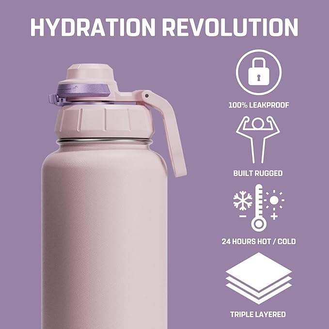 Vesmoon Vessence 32 Oz Stainless Steel Tea Infuser Bottle for Loose Leaf Tea, Water, Herbs, Fruits - Triple Layered Insulated, Leak Proof Bottle with Lid and Clip Handle - 24 Hours Hot/Cold