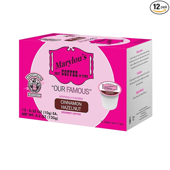 Marylou’s Coffee – Cinnamon Hazelnut Flavored Gourmet Coffee – Single Serve Coffee Pods, Compatible with Keurig Brewers – 12 Pods