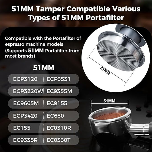 IKAPE 51MM Espresso Tamper Kit 6 in 1, Coffee Tamper, WDT Tool, Magnetic Dosing Funnel, Puck Screen, Milk Pitcher, Cleaning Brush
