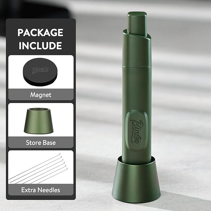 Retractable WDT Tool Espresso Distribution Tool - Coffee Distributor Espresso Stirrer for Barista with Storage Stand & Extra 6 Replaceable Needles (Green)