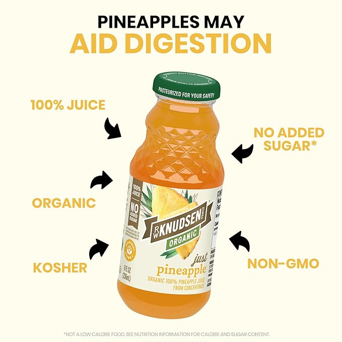 R.W. Knudsen Organic Just Pineapple Juice, 8 fl oz (12 Pack)