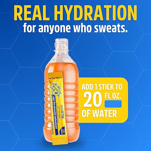 Sqwincher Zero Qwik Stik, Orange, Sugar Free, Low Calorie, Low Sodium Electrolyte Powder Hydration Drink Mix, .11 0z Packet (Pack of 50)