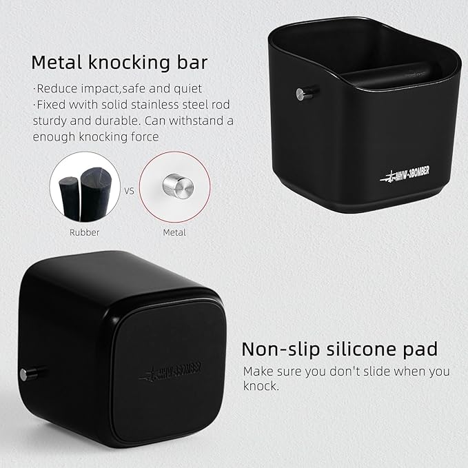 MHW-3BOMBER Espresso Knock Box, 1.2L(15 Cups) Coffee Knock Box with Clean Set and Removable Knock Bar for Espresso Puck, Coffee Ground, Durable Espresso Accessories, CS7091-OS
