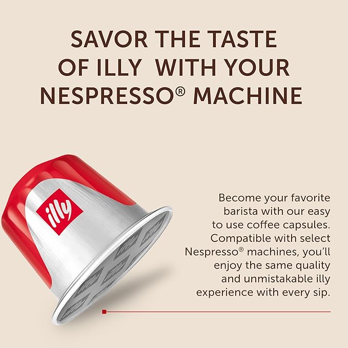 illy Espresso Compatible Capsules, Coffee Pods for Nespresso Original Line Machine, Classico Medium Roast, 100% Arabica, Premium Italian Coffee, Single Serve, 10 Count, 20 Pack