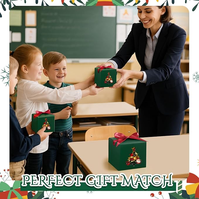 Yeaqee 24 Pcs Gift Boxes with Window Christmas Candle Gift Box Bulk Coffee Sublimation Mug 11oz 12oz 15oz Transparent Cup Wrapping Blink Xmas Tree for Baby Shower Wedding Christmas Party Favor