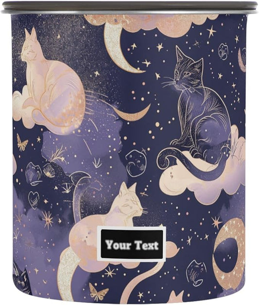 ALAZA Cat Moon Star Witchy Airtight Coffee Bean Canister Customed 500ml Food Storage Containers with Lids For Gournd, Tea, Sugar, Flour, Rice, Cereal, Candy Cookie Jar