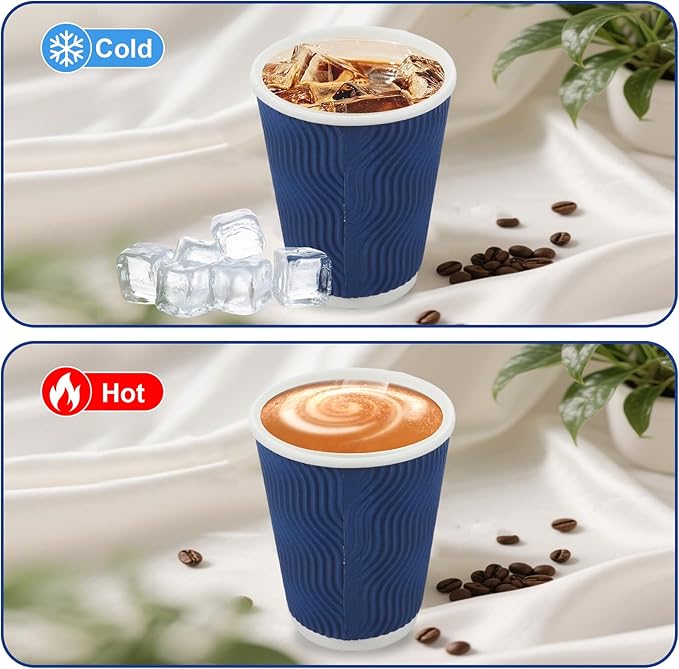 Coffee Cups, 120 Pack 12 oz Disposable Insulated Paper Cups, Corrugated Kraft Ripple Wall Cup Suitable for Hot and Cold Drinks