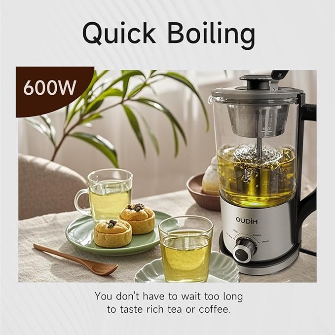 Drip Electric Coffee Maker, Electric Kettle, Watering Extracts, 600 Watts, 1.2L, BPA-free, Tea Free Kettle Coffee Press, Glass and Stainless Steel, Coffee Maker, Tea Kettle