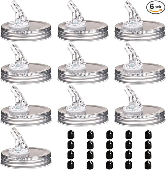 Mason Jar Pour Spouts. free flow Mason Jar Pour Spouts, mason jar for spout regular mouth size 70mm dispenser germination cover. Suitable for any liquid. Leak-Proof 10-Pack + 20 Black Lid Caps (10