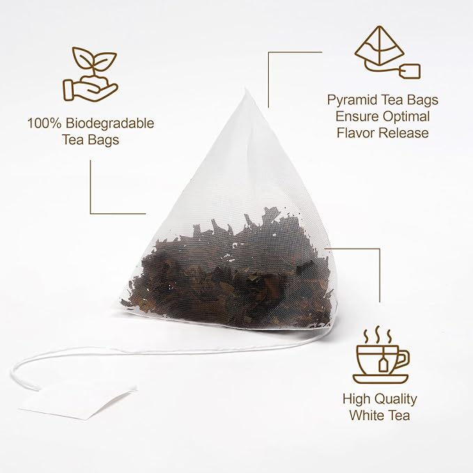 Jemutecha Organic White Tea 15 Tea Bags, 100% Pure Handpicked Award-Winning Tea, Clean & Smooth Taste, Caffeinated, Non-GMO, Premium Taiwanese Asian Tea, Rich in Theanine for Everyday Wellness