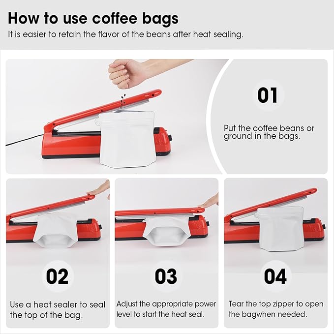 16oz 1lb 60pcs Coffee Bags with Valve,Vented Coffee Bag Barrier Bag Store Bags Coffee Packaging Storage Pouches Stand-up Bag for Food Diamond Shaped Need to Use Heat Sealing Machine（White）