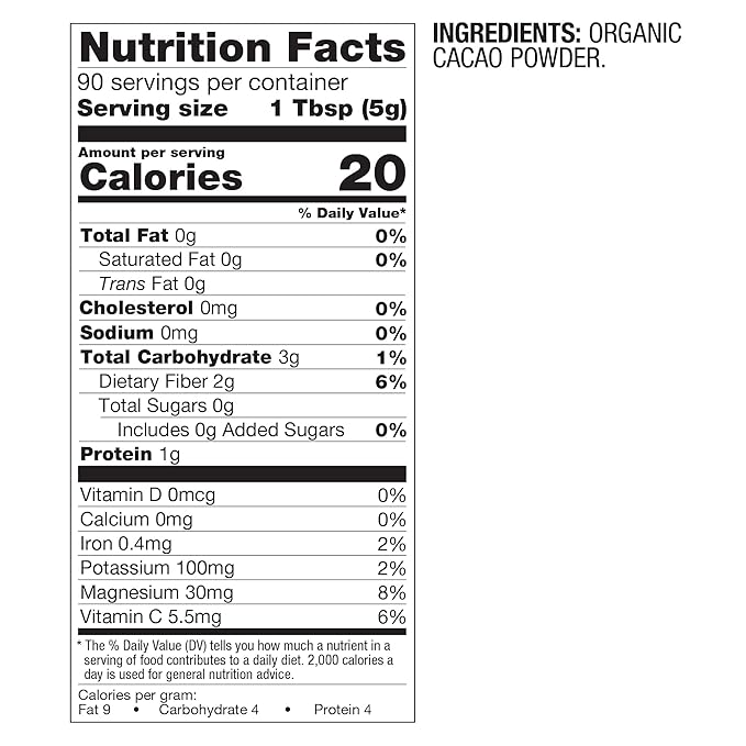 BetterBody Foods Organic Cacao Powder, Rich Chocolate Flavor, Non-GMO, Gluten-Free, Cocoa, 16 ounce, 1 lb bag (Pack of 2)