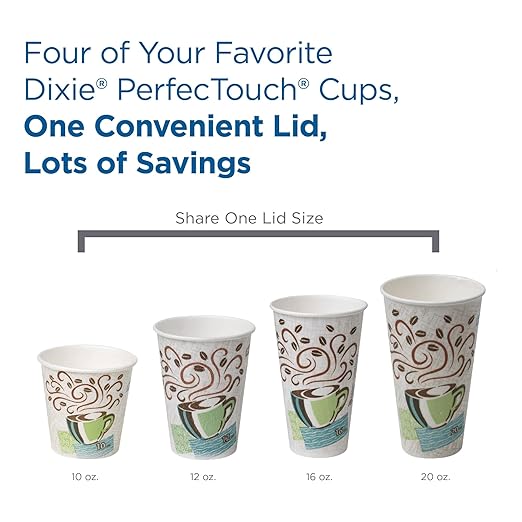 Dixie PerfecTouch 8 oz Paper Coffee Cups By GP PRO, Coffee Haze Design, 500 Count (25 Disposable Cups Per Sleeve, 20 Sleeves Per Case) 5338DX