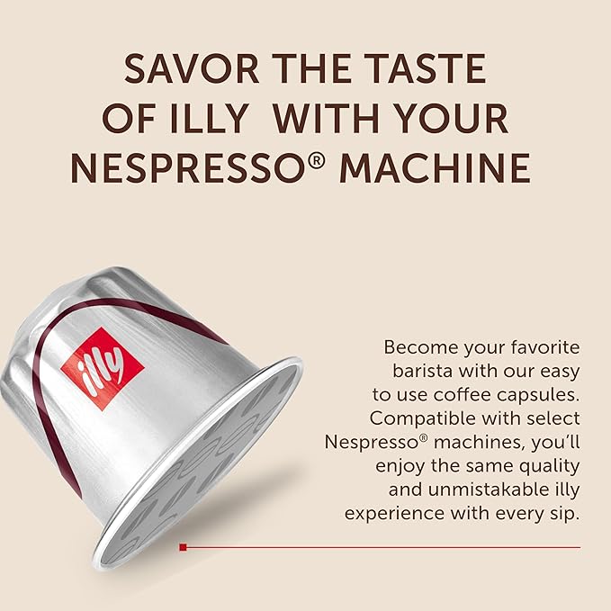 illy Espresso Compatible Capsules, Coffee Pods for Nespresso Original Line Machine, Intenso Lungo Dark Roast, 100% Arabica, Premium Italian Coffee, Single Serve, 10 Count, 5 Pack