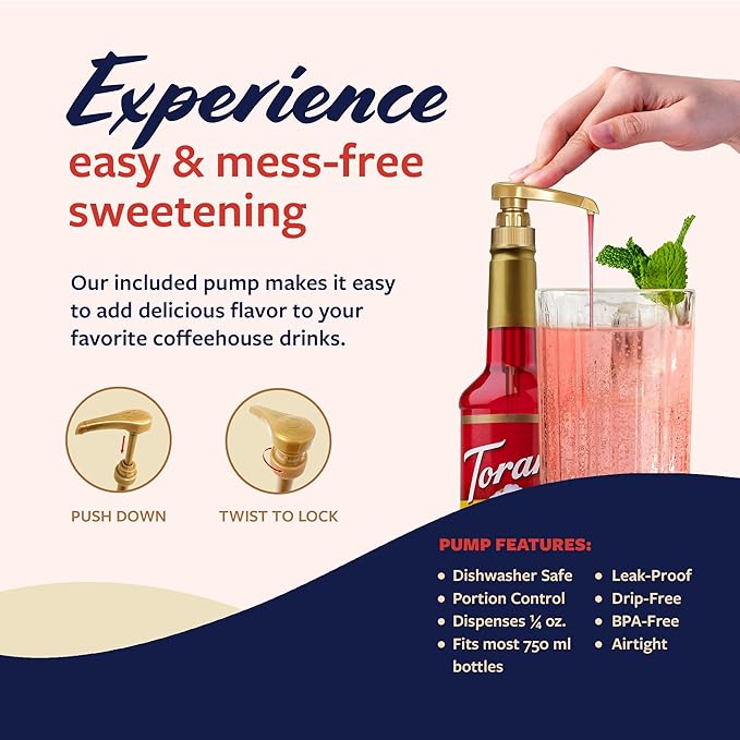 Torani Sour Candy Syrup for Drinks, Flavoring for Iced Tea, Lemonade, Sodas, and Cocktails, Pump Included, 25.4 Oz