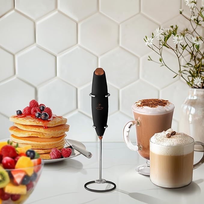 Zulay Powerful Milk Frother Handheld Foam Maker for Lattes - Whisk Drink Mixer for Coffee, Mini Foamer for Cappuccino, Frappe, Matcha, Hot Chocolate by Milk Boss - Honeybee