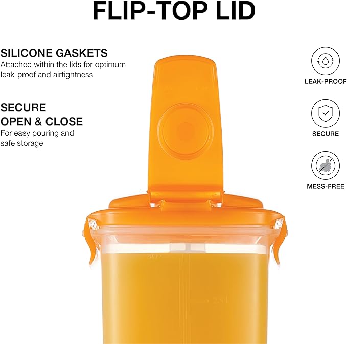 LocknLock HAP607ORG Aqua Fridge Door Water Jug with Handle, BPA-Free Plastic Pitcher with Flip-Top Lid and Easy-Pour Spout for Water, Juice, Tea, and Other Drinks, 3-Quart, Orange