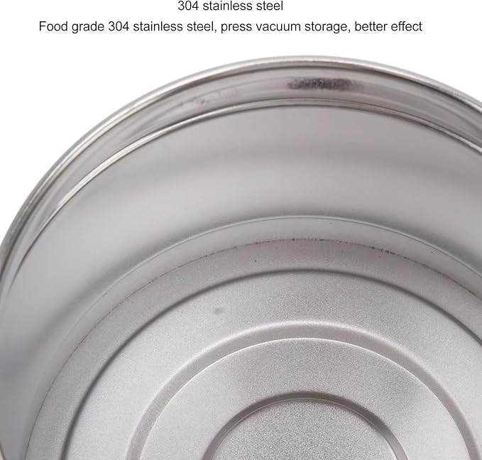 Vacuum Kitchen Seal Canister, Stainless Steel Pressed Airtight Food Storage Container, Flour/Coffee/Beans Tea/Grains/Sugar/Biscuits Metal Food Storage Canister, Tea Canisters(750ML Stainless Steel)