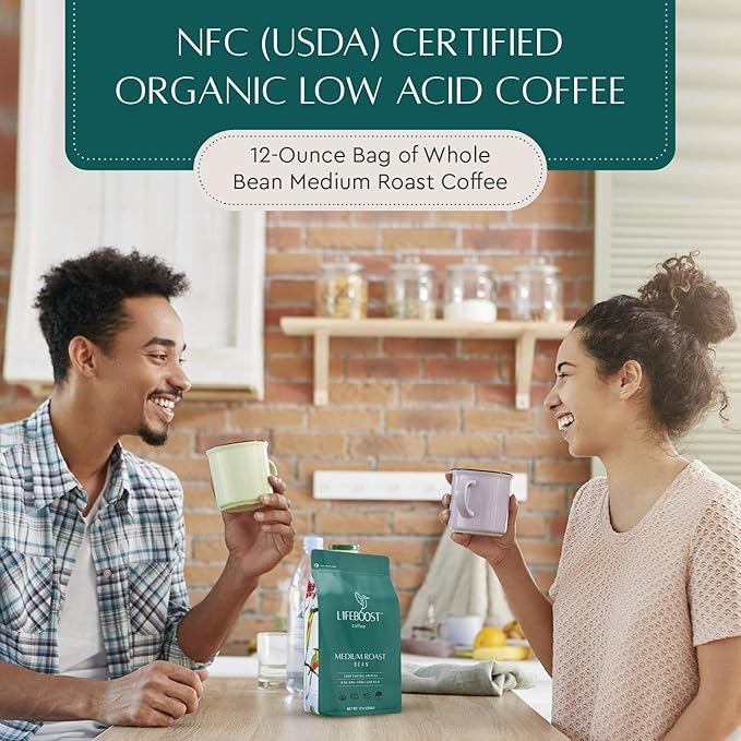Lifeboost Medium Roast Whole Bean Coffee - Low Acid Organic Coffee, Non-GMO, USDA Organic, Single Origin, Third-Party Tested for Mycotoxins & Pesticides - 12 oz, Pack of 3