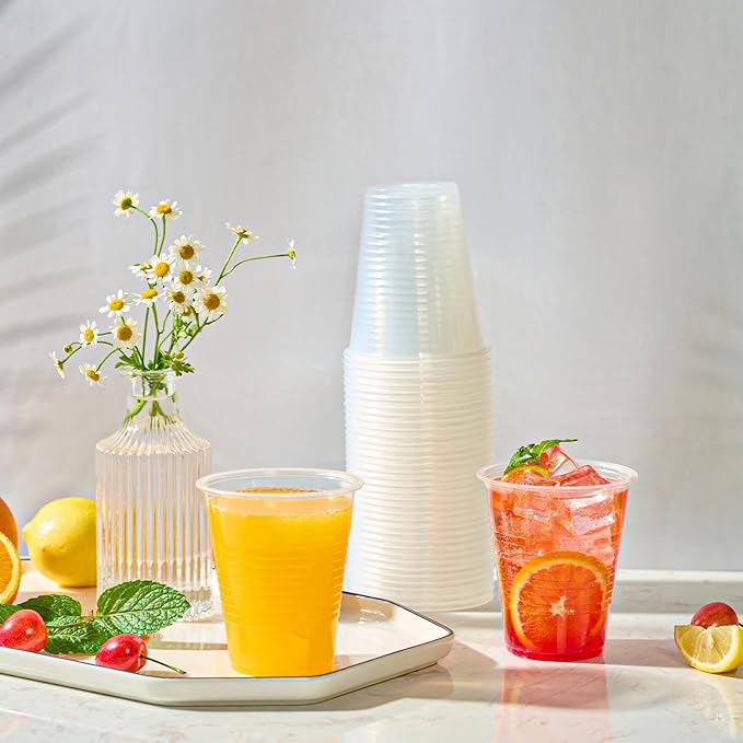 Turbo Bee 2000 Pack 12oz Plastic Cups,Clear Drinking Cups，Disposable Party Cups Bulk,Hot and Cold Drink Container for Water, Juice, Soda,Coffee