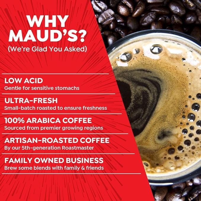 Maud's Double Caffeine Coffee Pods, 18 ct, Dark Roast Coffee in Single Serve Pods – 100% Arabica Coffee, Compatible with Keurig K Cups Maker