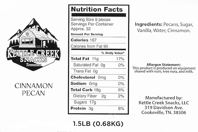 Kettle Creek Snacks Nut Combo - 1 1/2 LBs Cinnamon Almonds & 1 1/2 Lbs. Cinnamon Pecans Individually Sealed