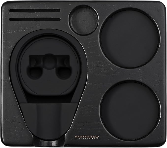 Normcore Compact Tamping Station, Espresso Black Tamper Station Base, Genuine American Black OAK Tamper Holder, Wooden Coffee Portafilters Stand Base For 51 / 54mm Espresso Machine Accessories