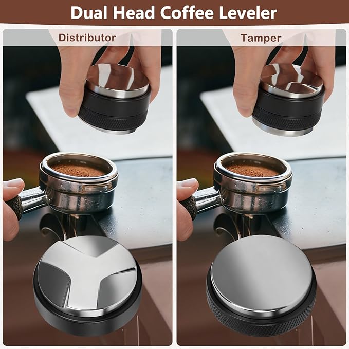 Y-Step 51mm Espresso Accessories Kit, Dual Head Coffee Distributor Espresso Leveler, WDT Tool Needle Espresso Stirrer, Dosing Funnel, Tamping Mat, Barista Tools Coffee Tamper Set for 51 mm Portafilter
