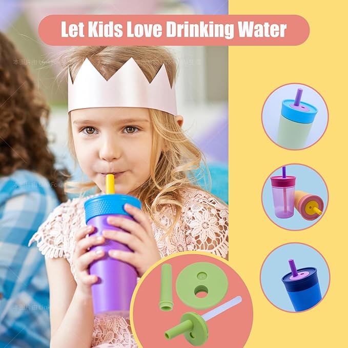 2Pack Silicone Straw Replacement for Owala Water Bottle & Tumbler,Leak-Proof Food Grade Kids Straw,Removable Replacement Lid Part,Dish Washer Safe,Make Kids Love Driking