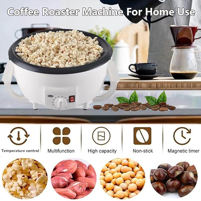 Coffee Roaster Machine for Home Use, Electric Coffee Bean Roaster, Coffee Bean Roaster, 0-240℃ Temperature Adjus, 750G Capacity Non-Stick Coating for Baking Nuts Beans