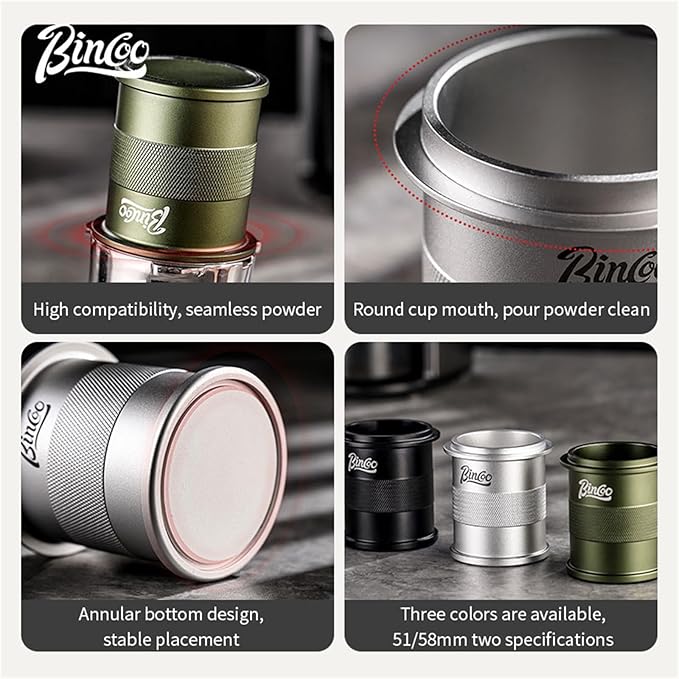 Bincoo 51mm Coffee Dosing Cup - Precision Grounds Dispenser,Espresso Pour-over Measuring Tool,Inverted Aroma Tasting Cup & Anti-Spill Powder Collector, Professional Brewing Accessories Kit