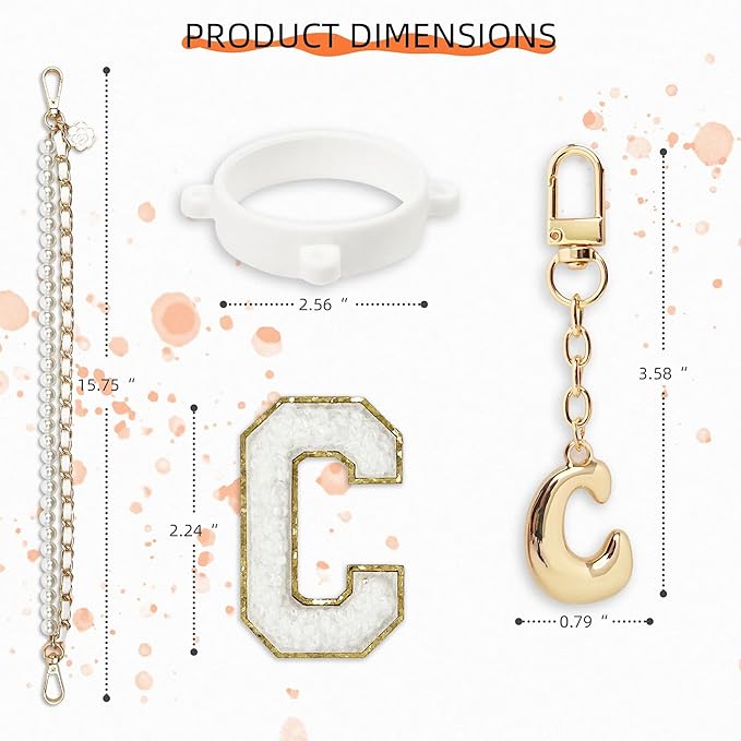 Letter Handle Strap Accessories with Cute Initial Charm Compatible with Owala Water Bottle 24oz 32oz 40oz Owala Kids