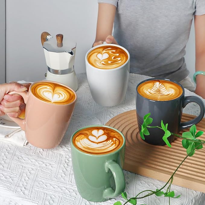 Smilatte 20 OZ Large Coffee Mug, Nice Ceramic Boss Tea Cup with Big Handle for Dad Men Women, Unique Style For Any Kitchen, Pure White