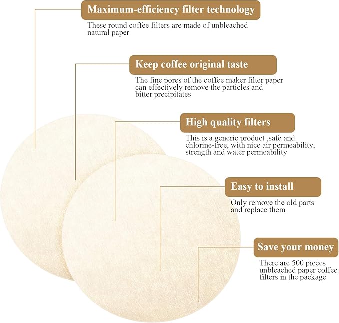 Outus 1000 Pieces Replacement Paper Filters Compatible with Aeropress Coffee Makers Round 2.5 Inch Paper Filters Disposable for Espresso Coffee Makers (Unbleached)
