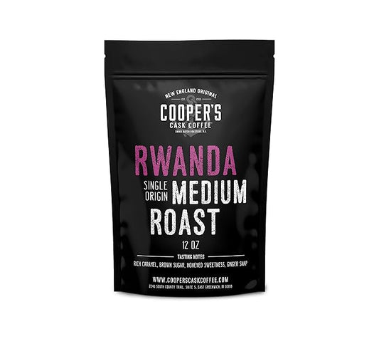 Rwanda Full Bodied Medium Roast Coffee Beans, Single Origin Whole Bean, 12 oz Bag