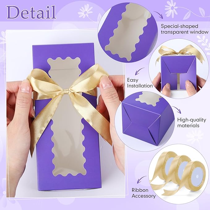 Windyun 100 Pcs Tumbler Gift Boxes for Sublimation Glass Exhibition Boxes Transparent for 12oz 16oz 20oz Shipping Cup Exhibition Packaging for Jars Mug Can Party Supplies(Purple)