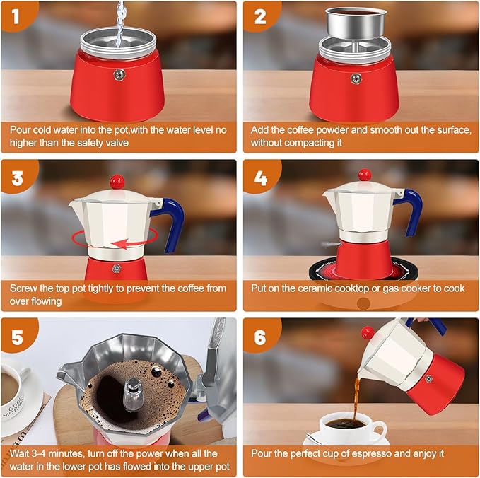 DITOSH 6 Cup Aluminum Espresso Stovetop Moka Pot Express Coffee Maker Percolator Italian Classic Mocha Coffee Machine for Italian and Cuban Cafe Brewing for Home Camping 300ml
